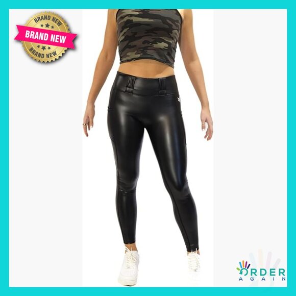 Faux Leather Leggings High Rise Tactical EDC Functional Fleece Lined Chic